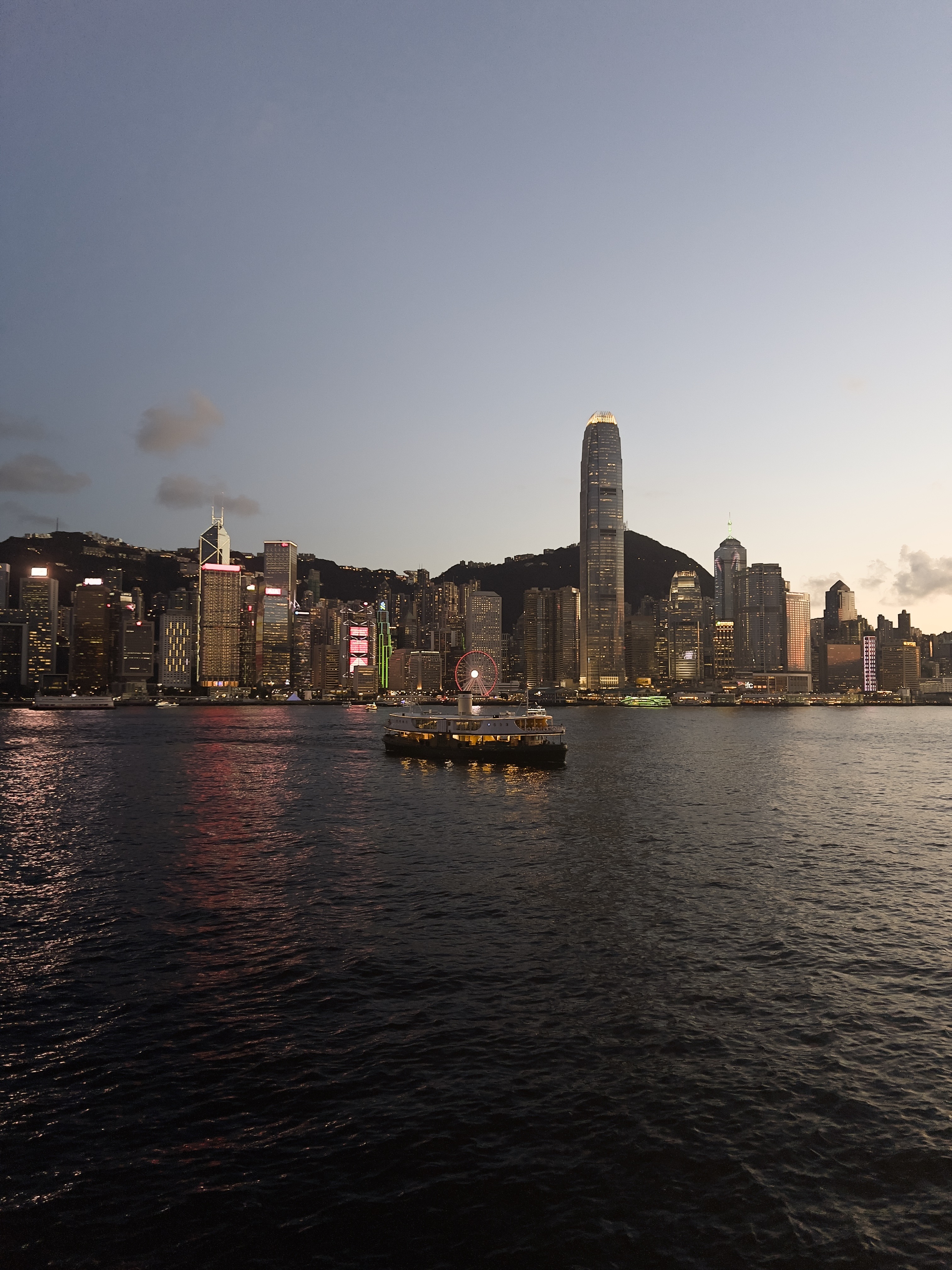 Blue hour scene in Victoria Harbour